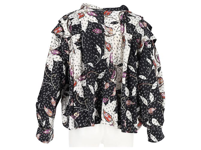 Camicetta Ricky In Crepe De Chine Stampata Con Volant Di Isabel Marant In Seta Multicolor Stampa python - vista 6