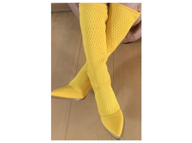 Fendi FFrame Stiefel gelb Jacquard - Ansicht 2