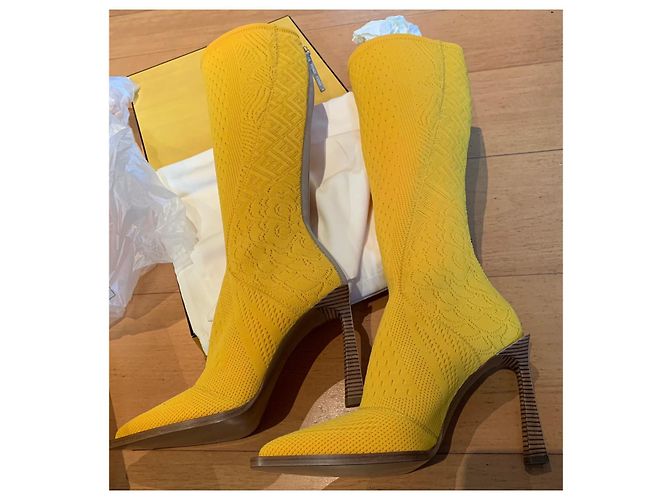 Fendi FFrame Stiefel gelb Jacquard - Ansicht 6