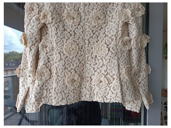 Chloé Spitzenjacke Creme Baumwolle Roh - Ansicht 11