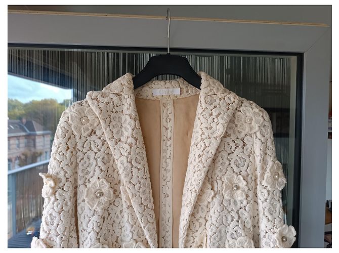 Chloé Spitzenjacke Creme Baumwolle Roh - Ansicht 2