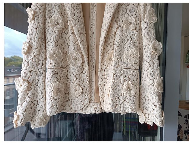 Chloé Spitzenjacke Creme Baumwolle Roh - Ansicht 3