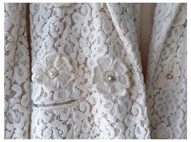 Chloé Spitzenjacke Creme Baumwolle Roh - Ansicht 6