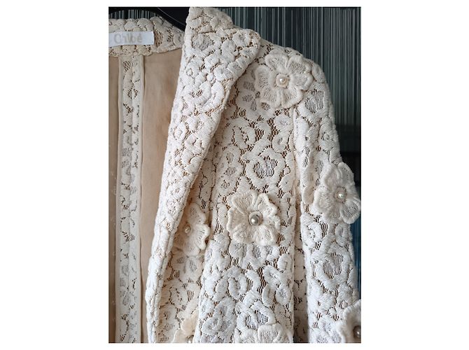 Chloé Spitzenjacke Creme Baumwolle Roh - Ansicht 7