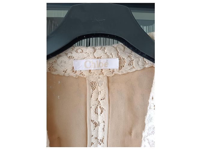 Chloé Spitzenjacke Creme Baumwolle Roh - Ansicht 8