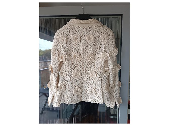 Chloé Spitzenjacke Creme Baumwolle Roh - Ansicht 9