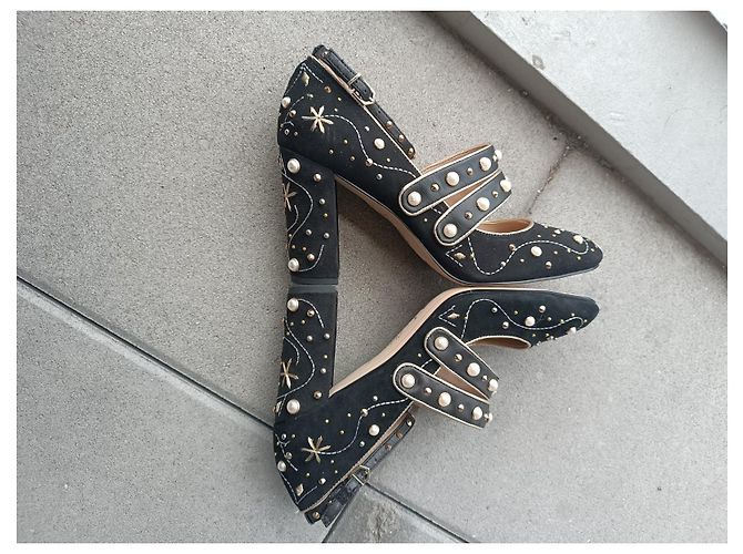 Décolleté Sam Edelman in pelle nera con perle Nero Multicolore - vista 10