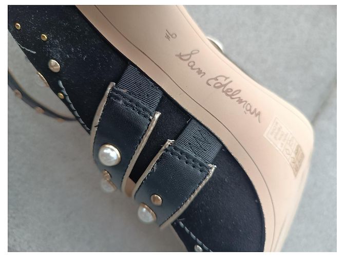 Décolleté Sam Edelman in pelle nera con perle Nero Multicolore - vista 14