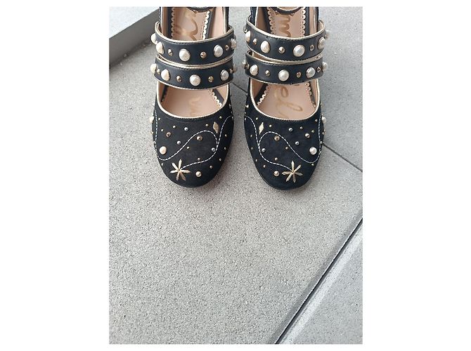 Décolleté Sam Edelman in pelle nera con perle Nero Multicolore - vista 2