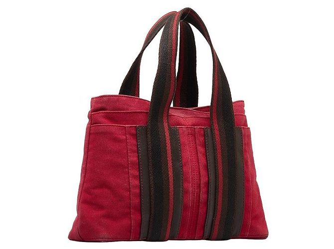 Troca Hermès Hermes MM Canvas Tote Bag im horizontalen Format Rot - Ansicht 2
