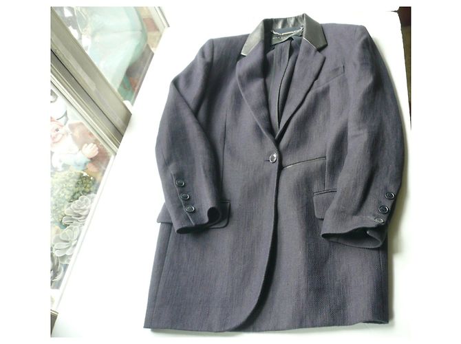 BARBARA BUI Blazer aus wunderschönem blau-violettem Leinen, Größe 38. - Ansicht 4