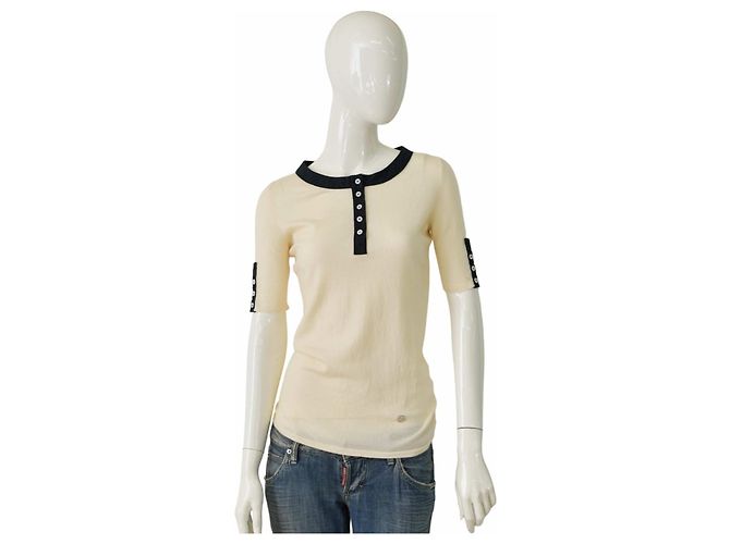Top Gucci in cashmere crema a maniche corte M Beige - vista 2