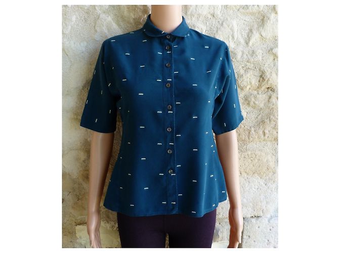 Camicetta Chloé in seta blu con stampa geometrica - vista 2