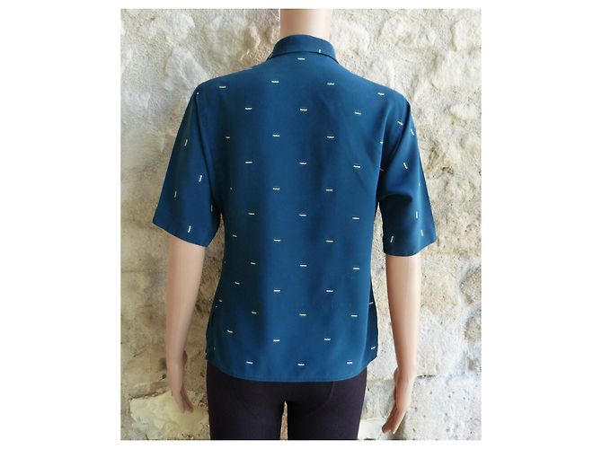 Camicetta Chloé in seta blu con stampa geometrica - vista 4