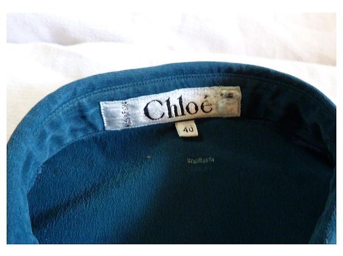 Camicetta Chloé in seta blu con stampa geometrica - vista 5