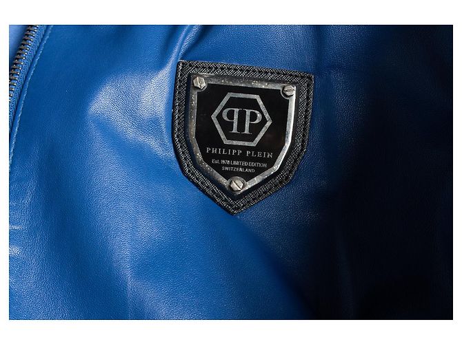 Philipp Plein, blaue Lederjacke - Ansicht 5