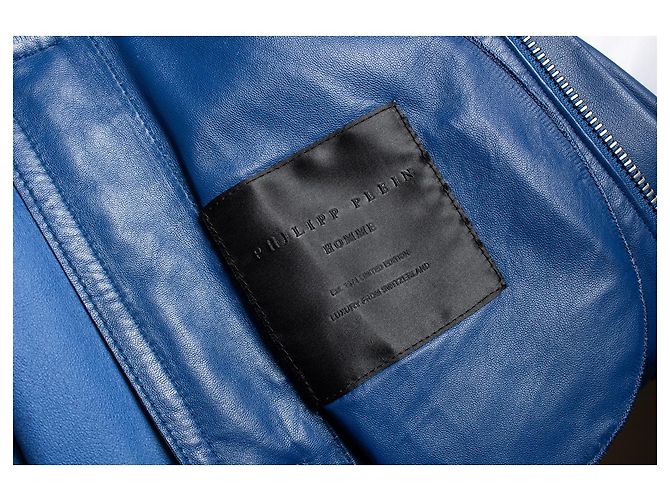 Philipp Plein, blaue Lederjacke - Ansicht 7
