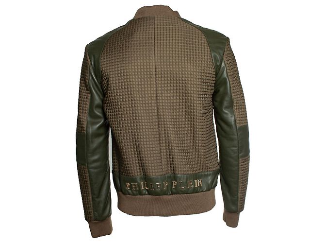 Philipp Plein, jaqueta bomber acolchoada Marrom Verde - vista 3