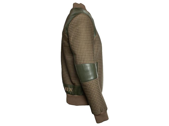 Philipp Plein, jaqueta bomber acolchoada Marrom Verde - vista 4