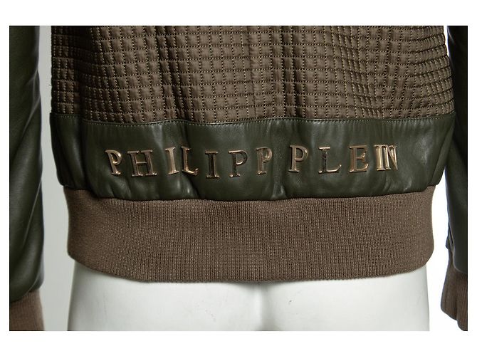 Philipp Plein, jaqueta bomber acolchoada Marrom Verde - vista 8