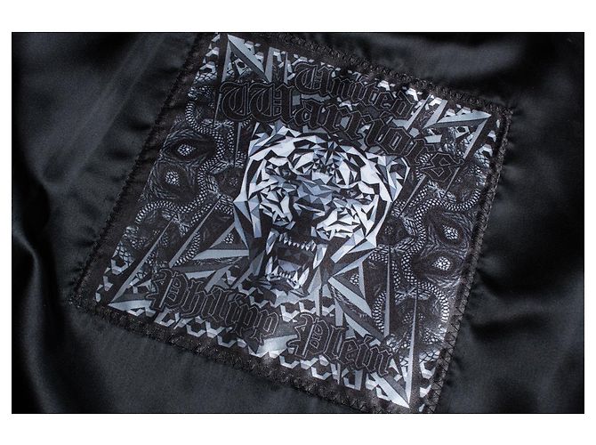 Philipp Plein, Lederjacke in Khaki Braun Grün - Ansicht 6