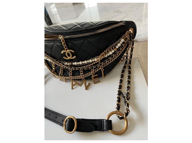 Wallet On Chain Banane Chanel catene perle Gold hardware - vista 10