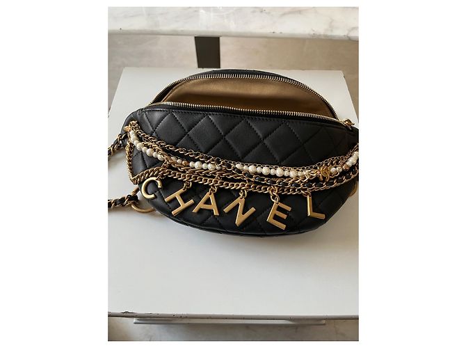 Wallet On Chain Banane Chanel catene perle Gold hardware - vista 11
