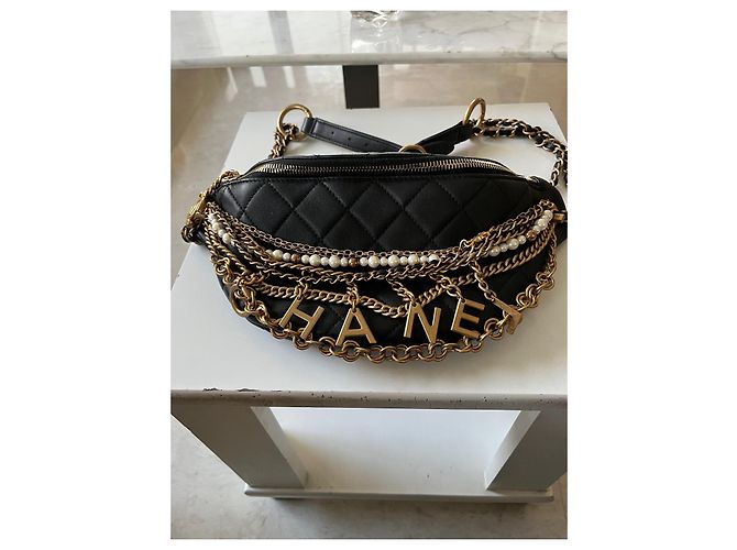 Wallet On Chain Banane Chanel catene perle Gold hardware - vista 2