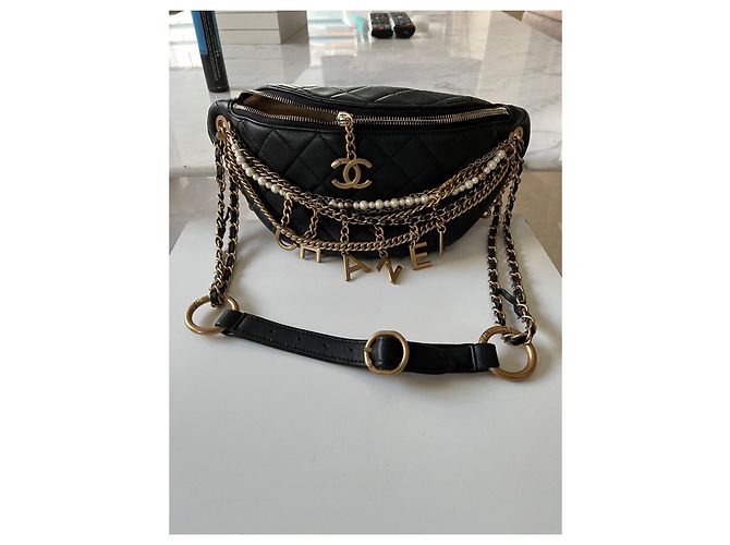 Wallet On Chain Banane Chanel catene perle Gold hardware - vista 8