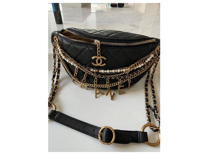 Wallet On Chain Banane Chanel catene perle Gold hardware - vista 9