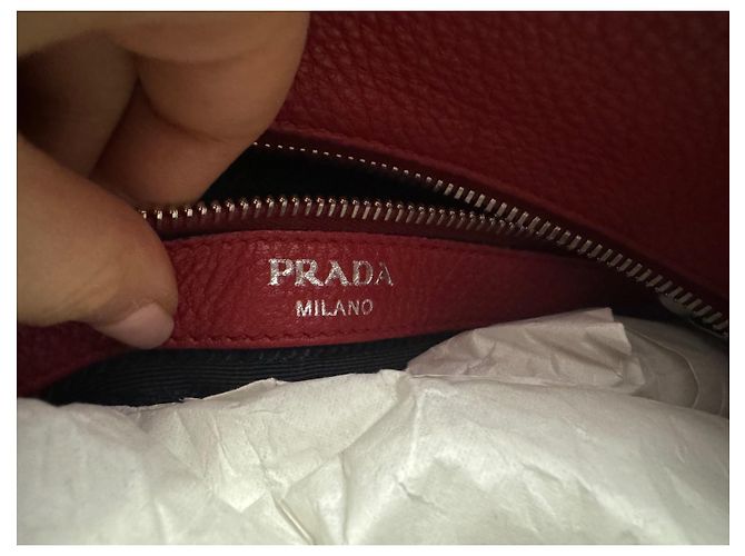 Vitello Borsa a mano Prada in pelle rossa Rosso - vista 7