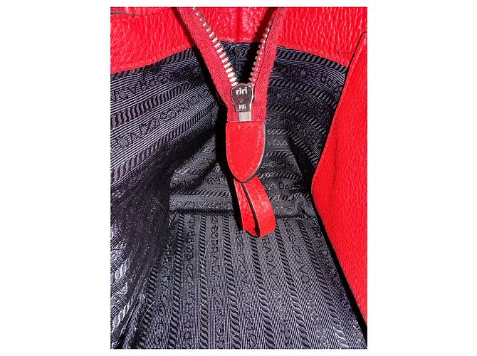Vitello Borsa a mano Prada in pelle rossa Rosso - vista 8