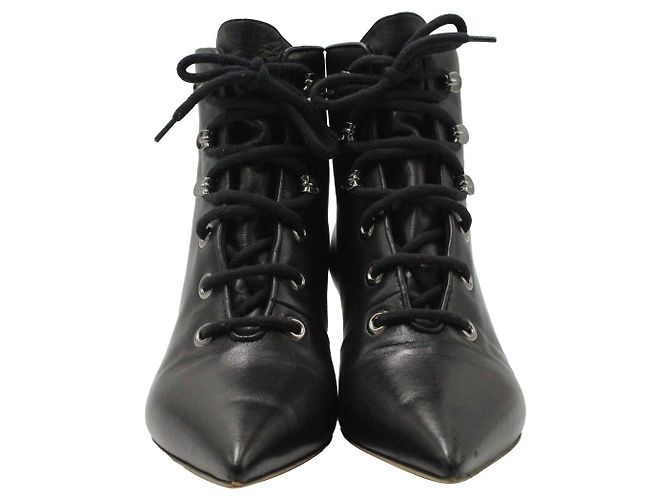 Stivaletti a punta stringati Dior in pelle nera Nero - vista 2