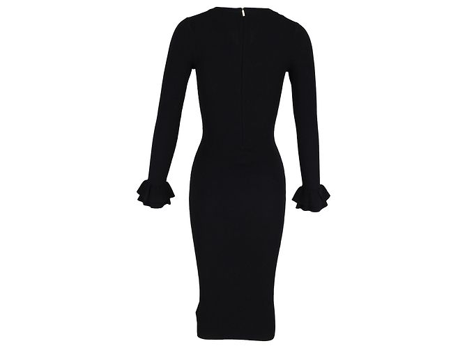 Strickkleid mit V-Ausschnitt von Michael Kors aus schwarzer Viskose - Ansicht 3