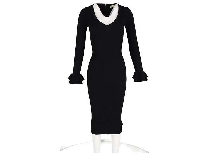 Strickkleid mit V-Ausschnitt von Michael Kors aus schwarzer Viskose - Ansicht 4
