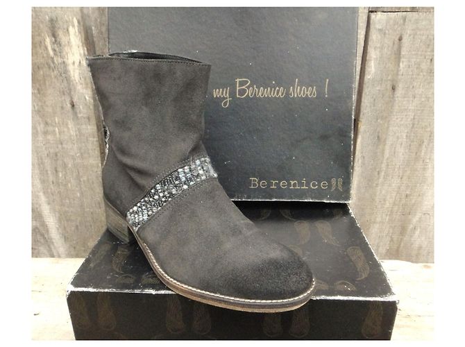 Stivaletti Berenice Grigio in Camoscio Grigio antracite - vista 2
