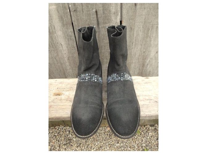 Stivaletti Berenice Grigio in Camoscio Grigio antracite - vista 4