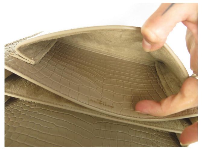 NUOVA BORSA A MANO SAINT LAURENT SUNSET MEDIA 442906 PELLE EFFETTO COCCO PRUGNA - vista 10