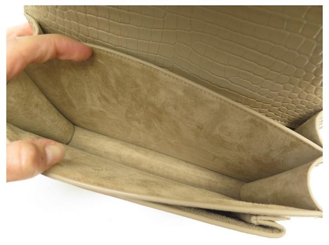 NUOVA BORSA A MANO SAINT LAURENT SUNSET MEDIA 442906 PELLE EFFETTO COCCO PRUGNA - vista 11