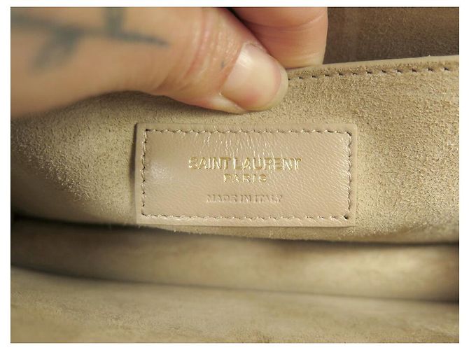 NUOVA BORSA A MANO SAINT LAURENT SUNSET MEDIA 442906 PELLE EFFETTO COCCO PRUGNA - vista 13