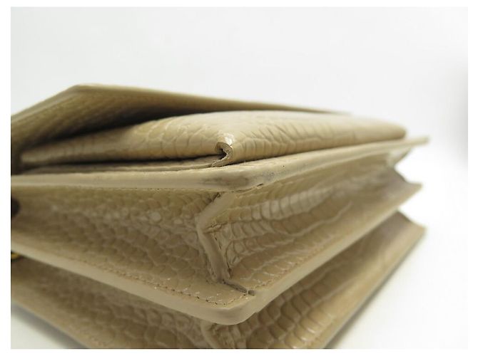 NUOVA BORSA A MANO SAINT LAURENT SUNSET MEDIA 442906 PELLE EFFETTO COCCO PRUGNA - vista 15
