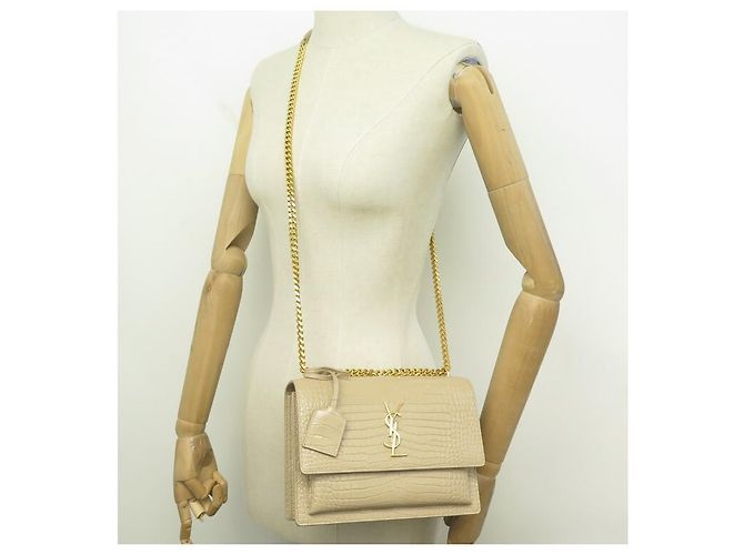 NUOVA BORSA A MANO SAINT LAURENT SUNSET MEDIA 442906 PELLE EFFETTO COCCO PRUGNA - vista 5