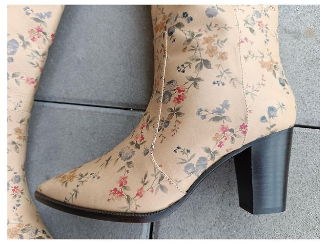 Laurence Dacade Lederstiefel Beige Blumenmuster Größe 40 Mehrfarben - Ansicht 10