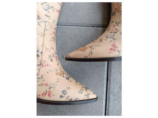 Laurence Dacade Lederstiefel Beige Blumenmuster Größe 40 Mehrfarben - Ansicht 14