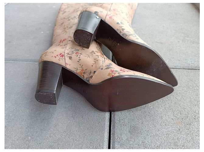 Laurence Dacade Lederstiefel Beige Blumenmuster Größe 40 Mehrfarben - Ansicht 16