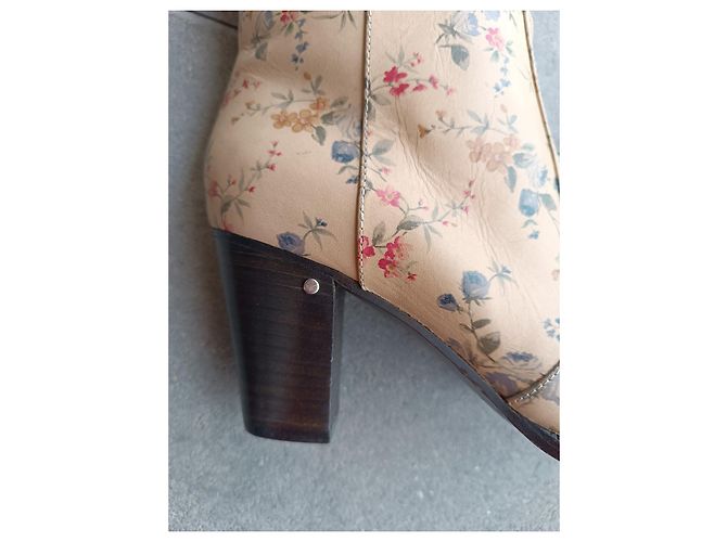 Laurence Dacade Lederstiefel Beige Blumenmuster Größe 40 Mehrfarben - Ansicht 4