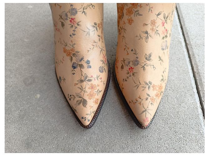 Laurence Dacade Lederstiefel Beige Blumenmuster Größe 40 Mehrfarben - Ansicht 6