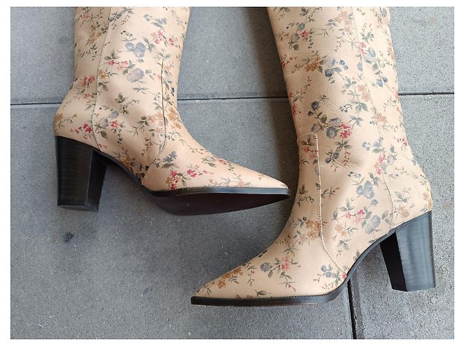 Laurence Dacade Lederstiefel Beige Blumenmuster Größe 40 Mehrfarben - Ansicht 8