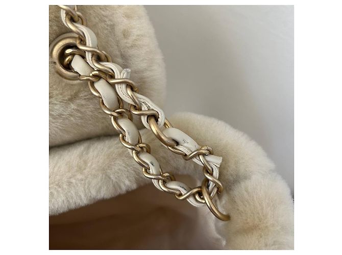 Zainetto Chanel Duma in tweed e pelle beige - vista 13
