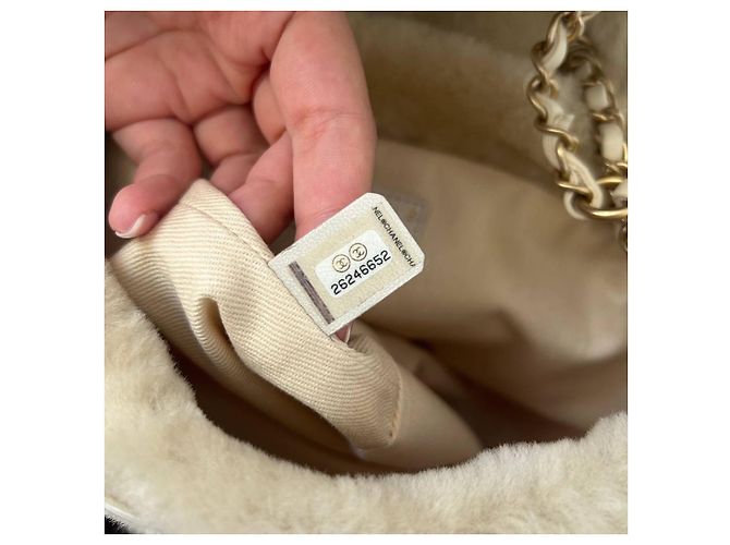 Zainetto Chanel Duma in tweed e pelle beige - vista 16